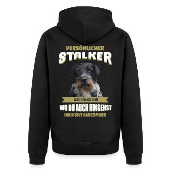 Deutsch Drahthaar Hund - Deutsch Drahthaar - Unisex Premium Bio Zip Hoodie - Schwarz - Hinten - Nico (187cm)
