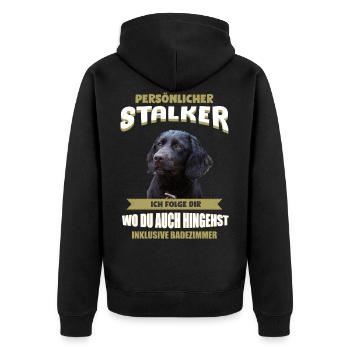 Deutscher Wachtelhund Hund - Wachtelhund - Unisex Premium Bio Zip Hoodie - Schwarz - Hinten - Nico (187cm)