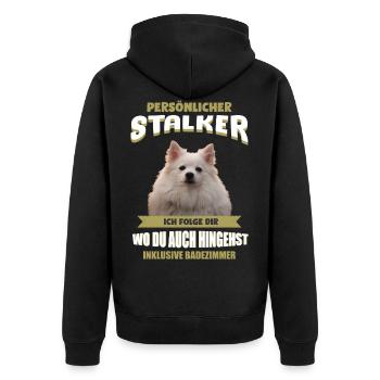 Deutscher Spitz Hund - Deutscher Spitz - Unisex Premium Bio Zip Hoodie - Schwarz - Hinten - Nico (187cm)