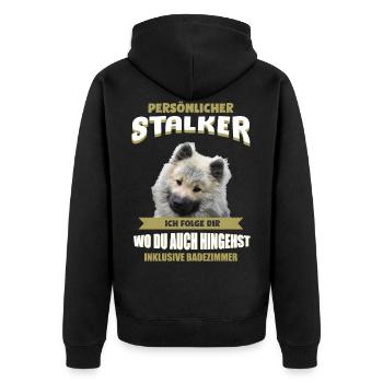 Eurasier Hund - Eurasier - Unisex Premium Bio Zip Hoodie - Schwarz - Hinten - Nico (187cm)