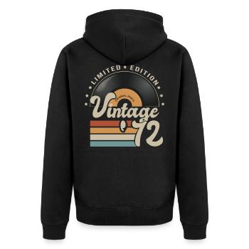 vintage Vinyl 1972 Geburtstagsgeschenk 51 Jahre - Unisex Premium Bio Zip Hoodie - Schwarz - Hinten - Nico (187cm)