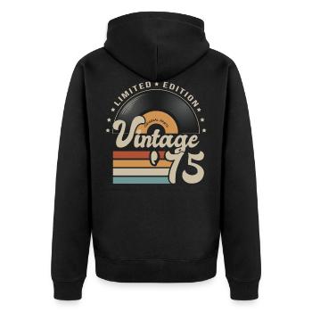vintage Vinyle 1975 cadeau anniversaire 48 ans - Veste à capuche bio Premium Unisexe - noir - Dos - Nico (187cm)
