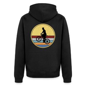 Mountainbike Fahrrad Mountainbiker MTB Radsport - Unisex Premium Bio Zip Hoodie - Schwarz - Hinten - Nico (187cm)