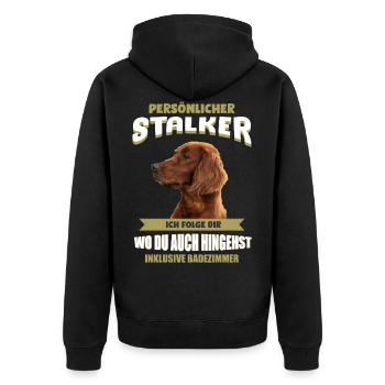 Irish Red Setter Hund - Irish Red Setter - Unisex Premium Bio Zip Hoodie - Schwarz - Hinten - Nico (187cm)