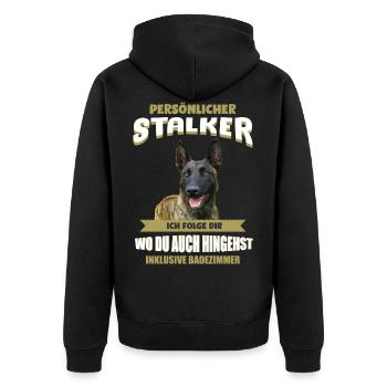 Hollandse Herder Hund - Hollandse Herder - Unisex Premium Bio Zip Hoodie - Schwarz - Hinten - Nico (187cm)