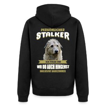 Irish Wolfhound - Irischer Wolfshund - Unisex Premium Bio Zip Hoodie - Schwarz - Hinten - Nico (187cm)