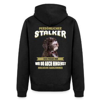 Lagotto Romagnolo Hund - Lagotto Romagnolo - Unisex Premium Bio Zip Hoodie - Schwarz - Hinten - Nico (187cm)