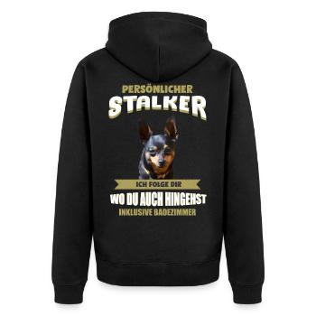Prager Rattler Hund - Prager Rattler - Unisex Premium Bio Zip Hoodie - Schwarz - Hinten - Nico (187cm)
