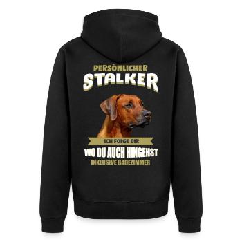 Rhodesian Ridgeback Hund - Rhodesian Ridgeback - Unisex Premium Bio Zip Hoodie - Schwarz - Hinten - Nico (187cm)