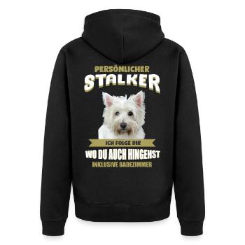 Westie Hund - Westie - Unisex Premium Bio Zip Hoodie - Schwarz - Hinten - Nico (187cm)