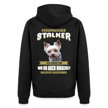 Yorkshire Terrier Hund - Yorkshire Terrier - Unisex Premium Bio Zip Hoodie - Schwarz - Hinten - Nico (187cm)