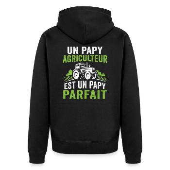 Un papy agriculteur est un papy parfait - Veste à capuche bio Premium Unisexe - noir - Dos - Nico (187cm)