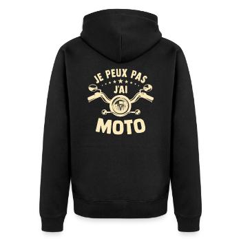 je peux pas j ai moto cadeau motard - Veste à capuche bio Premium Unisexe - noir - Dos - Nico (187cm)