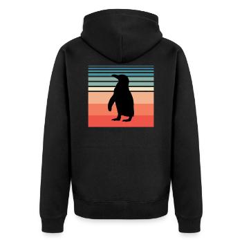Penguin South Pole Penguin - Unisex Premium Organic Zip Hoodie - black - Back - Nico (187cm)