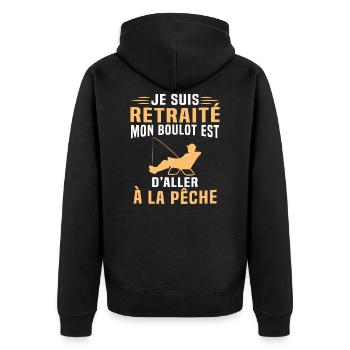Je suis retraité mon boulot est d'aller à la pêche - Veste à capuche bio Premium Unisexe - noir - Dos - Nico (187cm)
