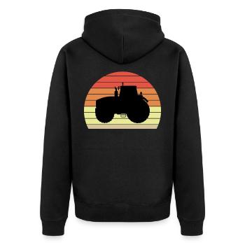 Tracteur Bauer Trecker ferme logo - Veste à capuche bio Premium Unisexe - noir - Dos - Nico (187cm)