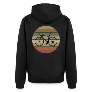 Gravelbike Gravel Rennrad Fahrrad - Unisex Premium Bio Zip Hoodie - Schwarz - Hinten - Nico (187cm)