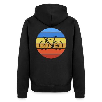 Gravelbike Gravel Rennrad Fahrrad - Unisex Premium Bio Zip Hoodie - Schwarz - Hinten - Nico (187cm)