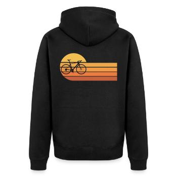 Gravelbike Gravel Rennrad Fahrrad - Unisex Premium Bio Zip Hoodie - Schwarz - Hinten - Nico (187cm)