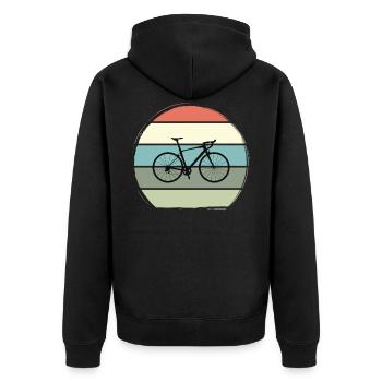 Gravelbike Gravel Rennrad Fahrrad - Unisex Premium Bio Zip Hoodie - Schwarz - Hinten - Nico (187cm)