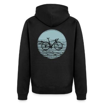 Gravelbike Gravel Rennrad Fahrrad - Unisex Premium Bio Zip Hoodie - Schwarz - Hinten - Nico (187cm)
