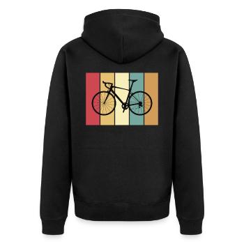 Gravelbike Gravel Rennrad Fahrrad - Unisex Premium Bio Zip Hoodie - Schwarz - Hinten - Nico (187cm)