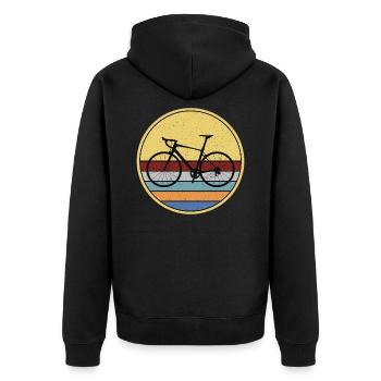 Gravelbike Gravel Rennrad Fahrrad - Unisex Premium Bio Zip Hoodie - Schwarz - Hinten - Nico (187cm)