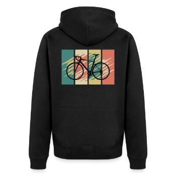 Gravelbike Gravel Rennrad Fahrrad - Unisex Premium Bio Zip Hoodie - Schwarz - Hinten - Nico (187cm)