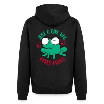 Frosch, Frosch Tier, Kröte, - Unisex Premium Bio Zip Hoodie - Schwarz - Hinten - Nico (187cm)