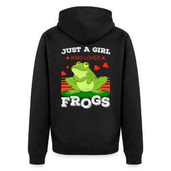 frog, frog toad, frog lover, - Unisex Premium Organic Zip Hoodie - black - Back - Nico (187cm)