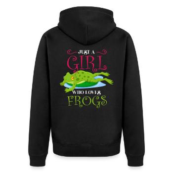 frog, frog frog lover, frog mom, - Unisex Premium Organic Zip Hoodie - black - Back - Nico (187cm)