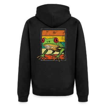 Grenouille, grenouilles propriétaires, aime les grenouilles, - Veste à capuche bio Premium Unisexe - noir - Dos - Nico (187cm)