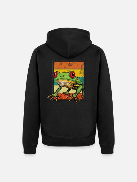 frog, frog frog owner, loves frogs, - Unisex Premium Organic Zip Hoodie - black