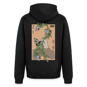 Sharkplant - Unisex Premium Bio Zip Hoodie - Schwarz - Hinten - Nico (187cm)