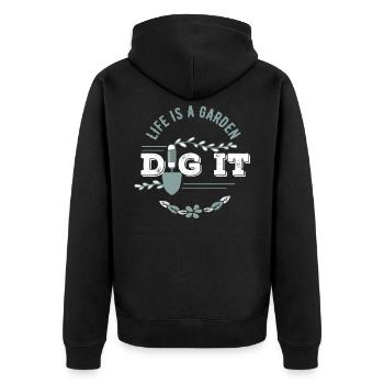 Bio Gartenarbeit, Bio Gartenarbeit Landwirtschaft, - Unisex Premium Bio Zip Hoodie - Schwarz - Hinten - Nico (187cm)