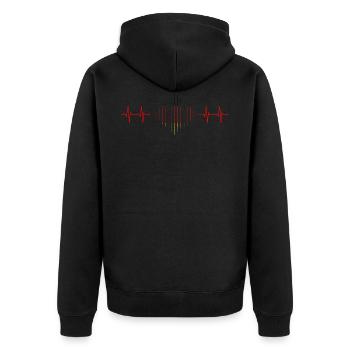 Deutschland Germany Herzschlag - Unisex Premium Bio Zip Hoodie - Schwarz - Hinten - Nico (187cm)