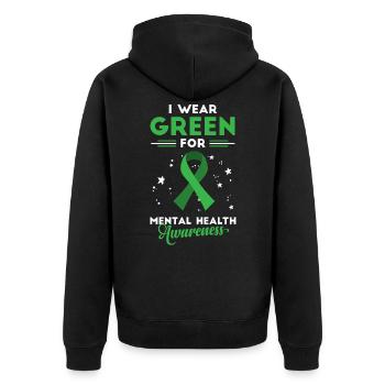 Psychische Gesundheit, Psychische Gesundheit - Unisex Premium Bio Zip Hoodie - Schwarz - Hinten - Nico (187cm)
