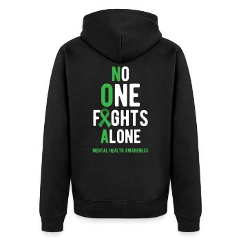 Psychische Gesundheit, Psychische Gesundheit - Unisex Premium Bio Zip Hoodie - Schwarz - Hinten - Nico (187cm)