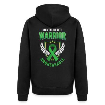 Psychische Gesundheit, Psychische Gesundheit - Unisex Premium Bio Zip Hoodie - Schwarz - Hinten - Nico (187cm)