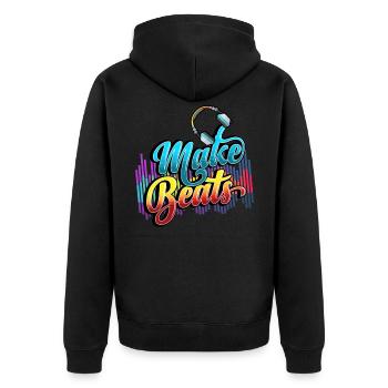 Beatmaker, Beatmaker Beat , Produzent, - Unisex Premium Bio Zip Hoodie - Schwarz - Hinten - Nico (187cm)