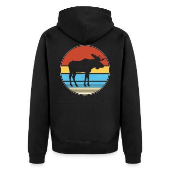 Elch - Unisex Premium Bio Zip Hoodie - Schwarz - Hinten - Nico (187cm)