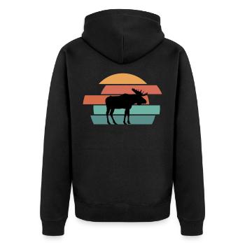 Elch - Unisex Premium Bio Zip Hoodie - Schwarz - Hinten - Nico (187cm)
