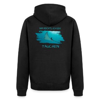 Mir reichts...ich geh tauchen! - Unisex Premium Bio Zip Hoodie - Schwarz - Hinten - Nico (187cm)
