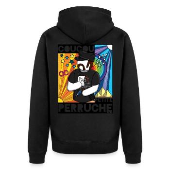 François Embrouille Coucou Petite Perruche - Veste à capuche bio Premium Unisexe - noir - Dos - Nico (187cm)