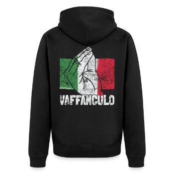 Drôle italienne Italie Vaffanculo geste hand - Veste à capuche bio Premium Unisexe - noir - Dos - Nico (187cm)
