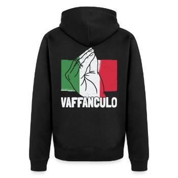 Drôle italienne Italie Vaffanculo geste hand - Veste à capuche bio Premium Unisexe - noir - Dos - Nico (187cm)
