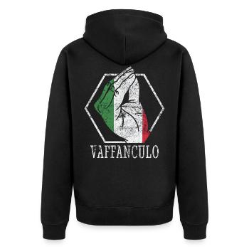 Drôle italienne Italie Vaffanculo geste hand - Veste à capuche bio Premium Unisexe - noir - Dos - Nico (187cm)