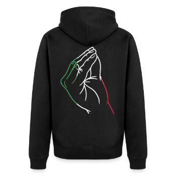 Italien Italienisches Herz Flagge Hand Geste Stolz - Unisex Premium Bio Zip Hoodie - Schwarz - Hinten - Nico (187cm)