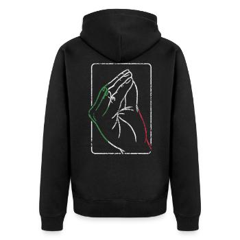 Italy Italian heart flag hand gesture pride - Unisex Premium Organic Zip Hoodie - black - Back - Nico (187cm)