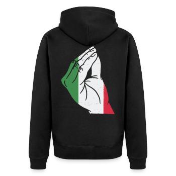 Italy Italian heart flag hand gesture pride - Unisex Premium Organic Zip Hoodie - black - Back - Nico (187cm)